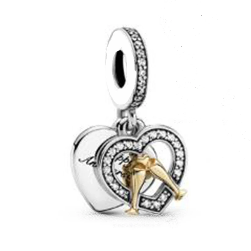 

Blue Dreamcatcher Charm 100% Real 925 Sterling Silver Two-tone Happy Anniversary Dangle Charm Fit Brand Bracelet