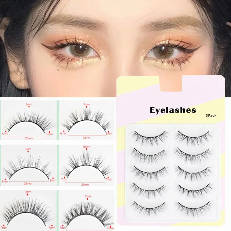 

New Natural Fairy Cross Curling Daily Eye Makeup Beauty Supplies Pure Style 5 Pairs Of False Eyelashes Lash Extension Beauty
