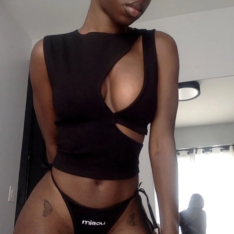 Винтажный укороченный топ с асимметричным вырезом в стиле 90-х сексуальная