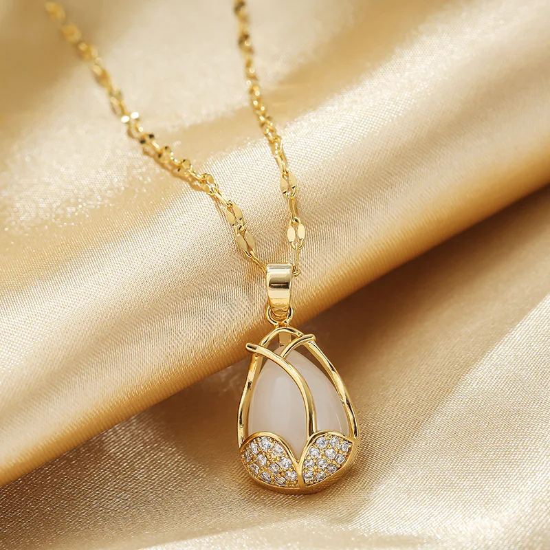 Цепочка с кулоном в виде тюльпана из титановой стали | Украшения и аксессуары