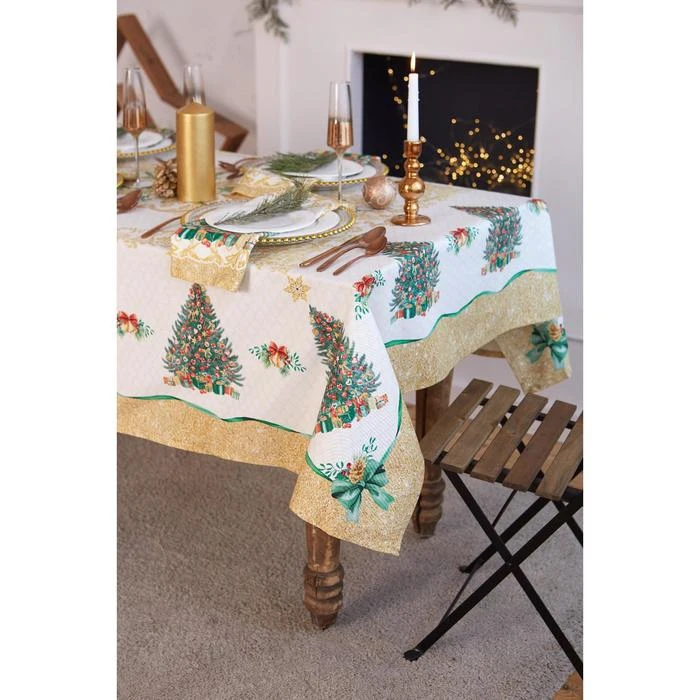 Скатерть Этель &quotGolden Christmas&quot скатерть 150*110 +/-2см с ГМВО 100%хл 190г/м2 5072924 | Дом и сад