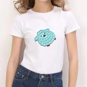 Building Block Printed The new listing Regular Women T-shirt White Streetwear for Girls Round Neck Short Sleeve Graphic T-shirt