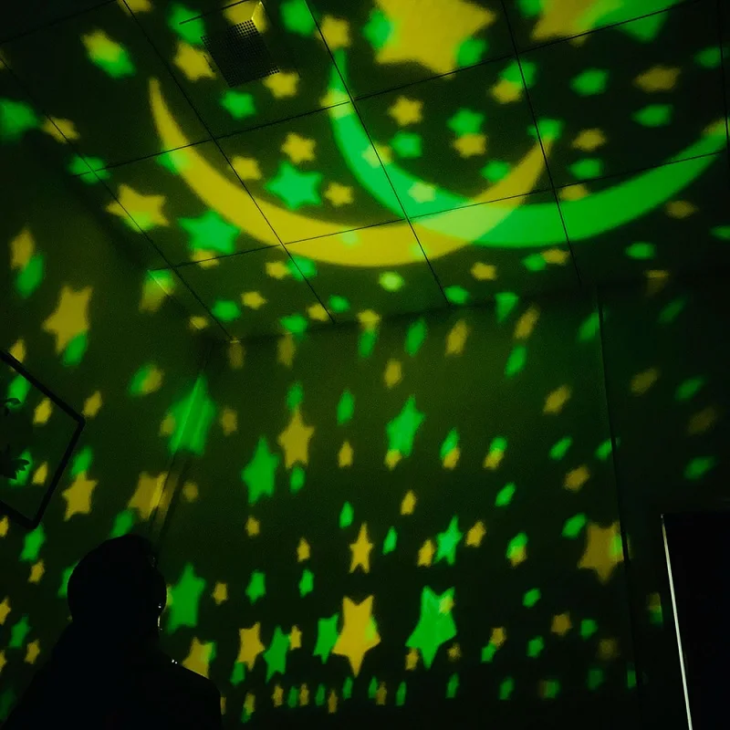 

Starry sky projector lamp children's birthday gift remote control atmosphere light rotating music colorful night light