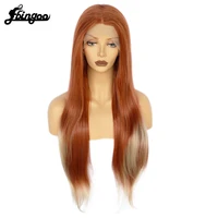 ebingoo 13x1 long natural wave orange blonde pink white omber synthetic lace front wig middle part for women daily use