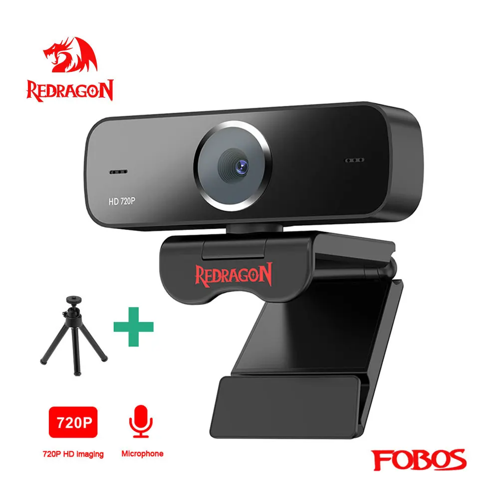 

REDRAGON Fobos USB HD Webcam Built-in Microphone 1280 X 720P 30fps Web Cam Camera for Desktop Computer Laptops PC Game GW600