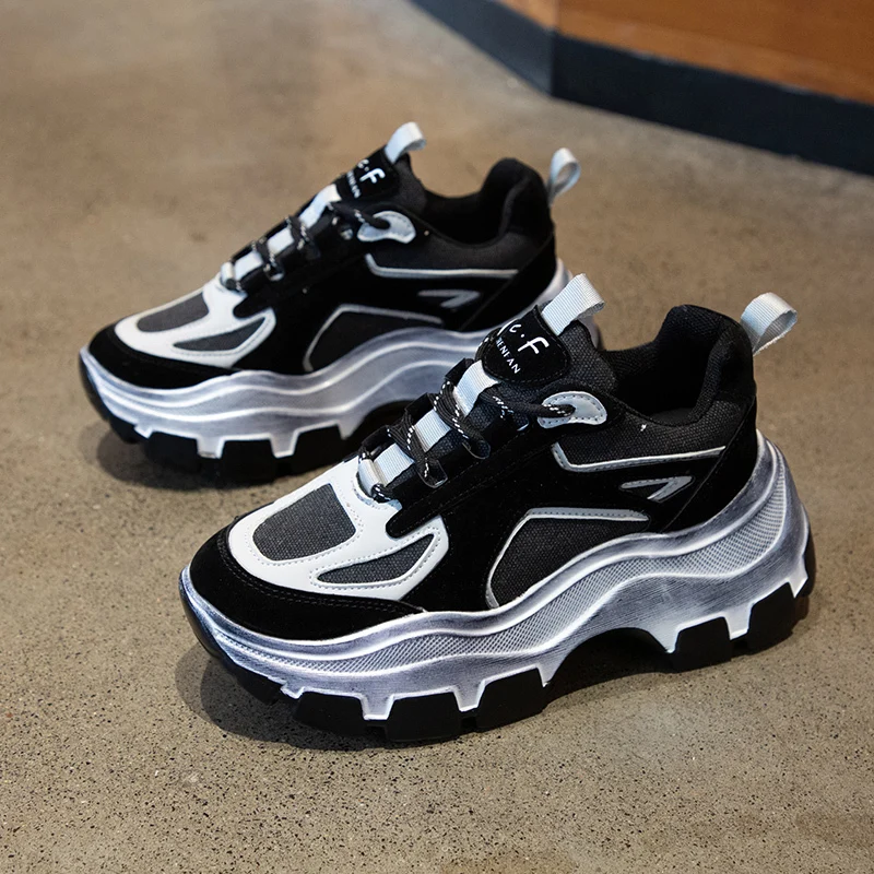 Модные женские белые кроссовки новые массивные dames Baskets femme цвет красный черный на