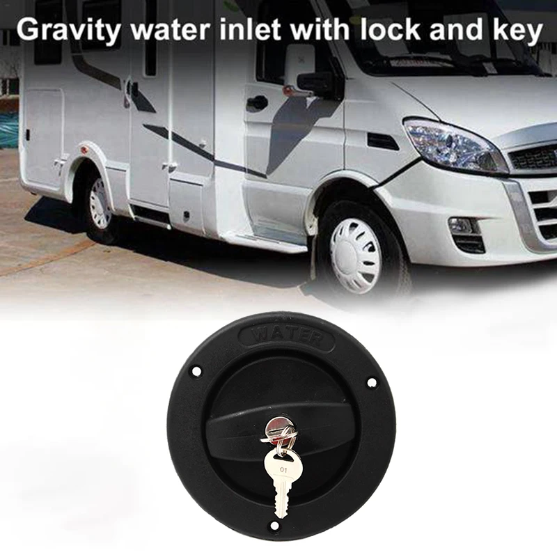 

Car locking water inlet filler cap for rv motorhome caravan boat camper self build black