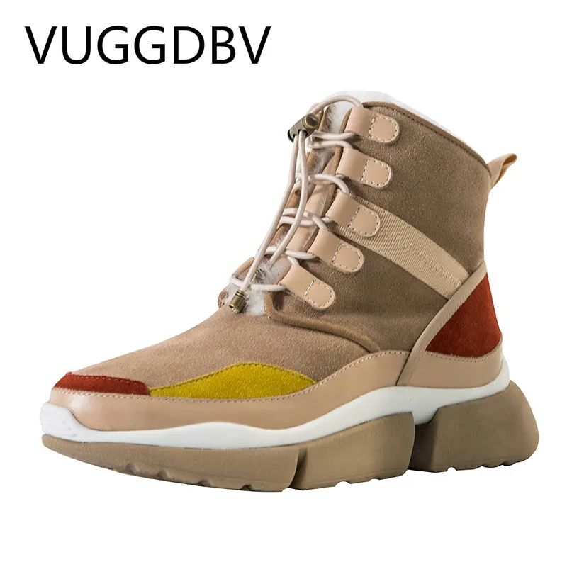 Snow boots women Sheepskin one 2019 winter new warm plus velvet women's non-slip short |