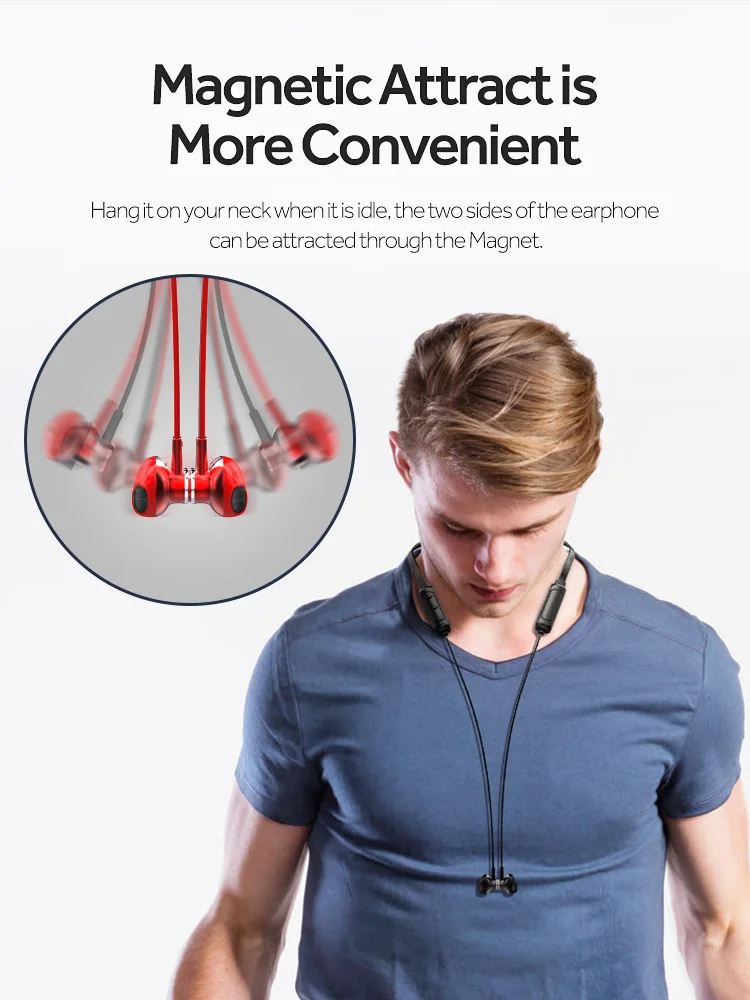 

2020 New High Quality Waterproof Bluetooth Earphone Custom Wholesale Neckband Headset Magnetic Neck Sport Earphone Adt Q7