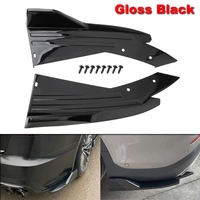 gloss black 2pcs universal car rear bumper spoiler canards fins anti crash diffuser lip wrap angle splitter protector guard kits