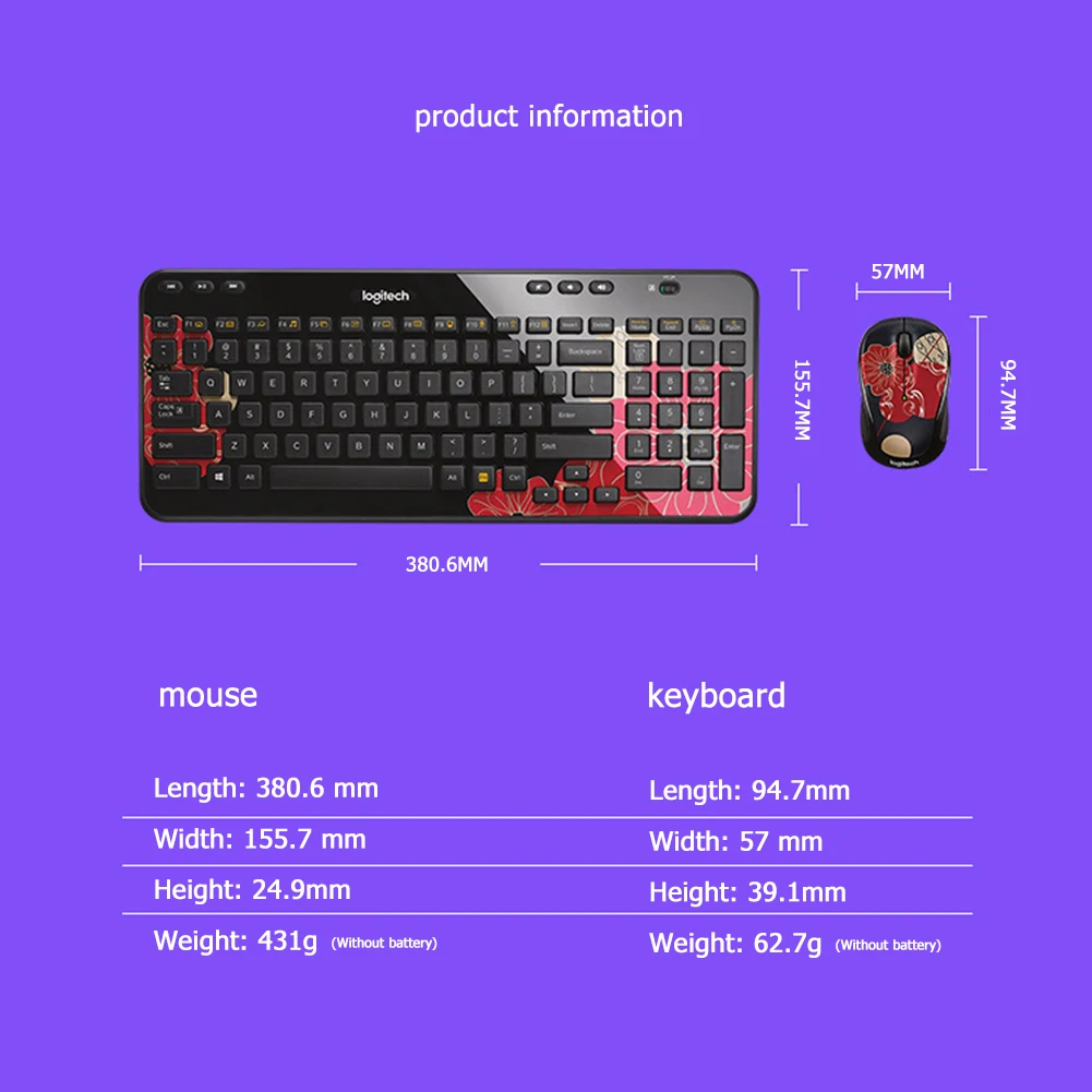 

Logitech MK365 2.4GHz Wireless Mouse Keyboard Combo Set Mini Multimedia Keyboard Mice for Office Notebook Laptop Desktop PC
