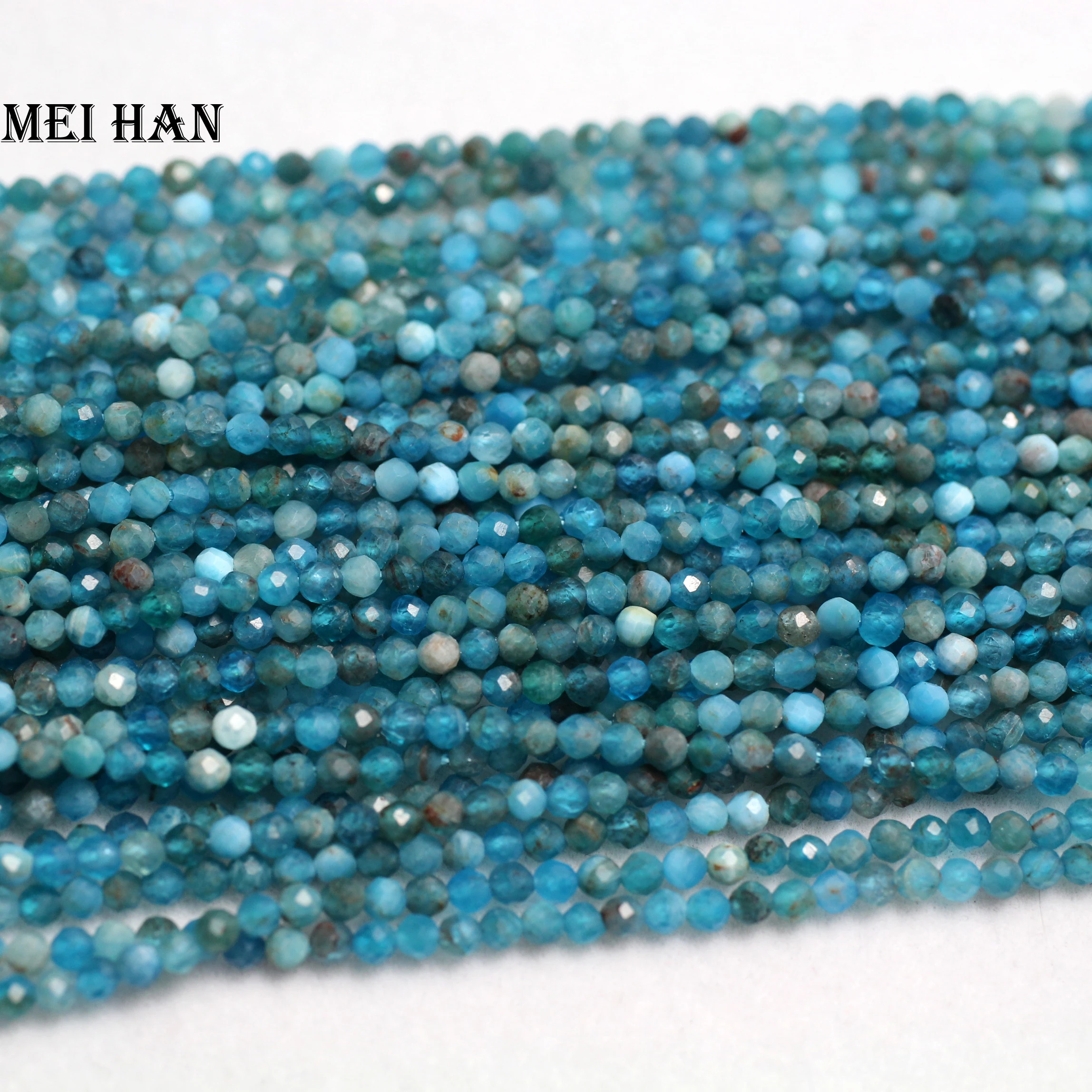 Meihan Free shipping(5 strands/set) 2.5mm natural Apatite faceted round loose gem stone beads for jewelry making design or gift