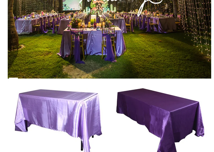 145x320cm White/Black Tablecloths Table Cover Rectangular Satin Tablecloth for Wedding Birthday Party Hotel Banquet Decoration