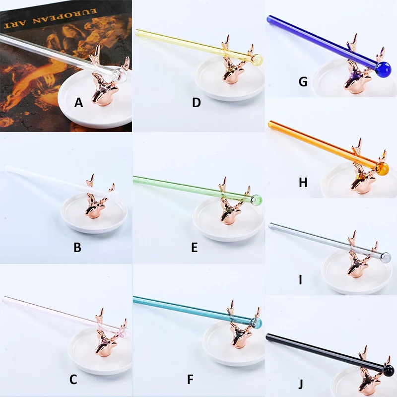 Стеклянная солома с цветной круглой головкой креативная устойчивая стеклянная