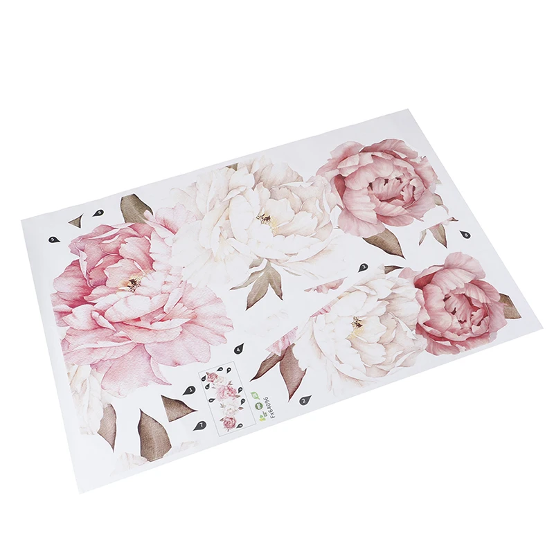 Большие настенные Стикеры с розовыми пионами и розами романтичные цветы