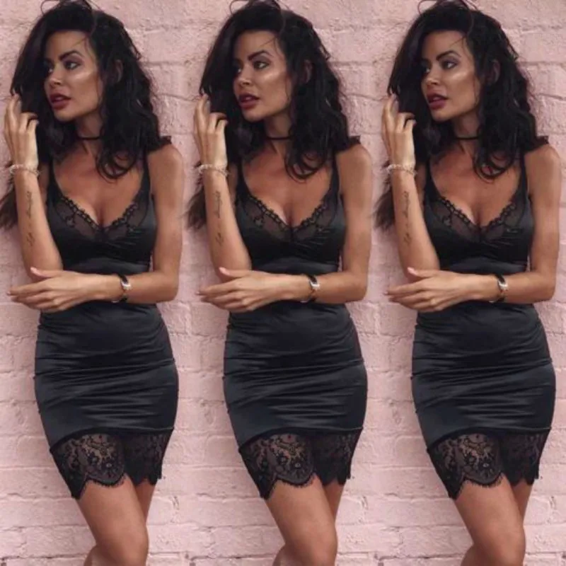 Женские сексуальные платья женские модные однотонные без рукавов с v образным
