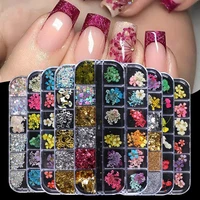 mix dried flowers nail decorations jewelry natural floral leaf stickers 3d nail art designs polish manicure accessories