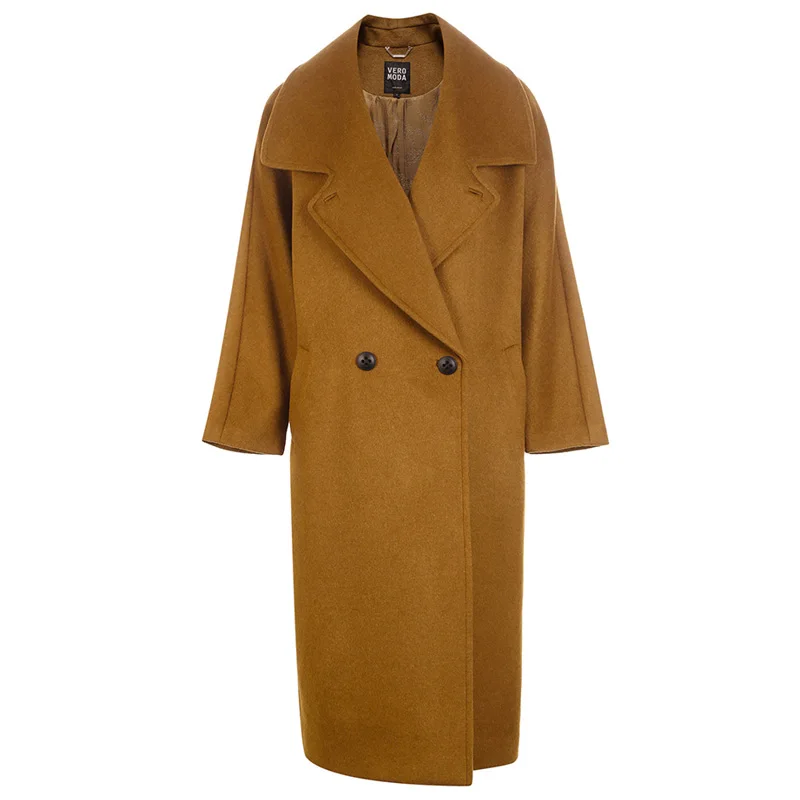 Vero Moda Женское зимнее длинное шерстяное пальто средней длины | 318327533 Женская