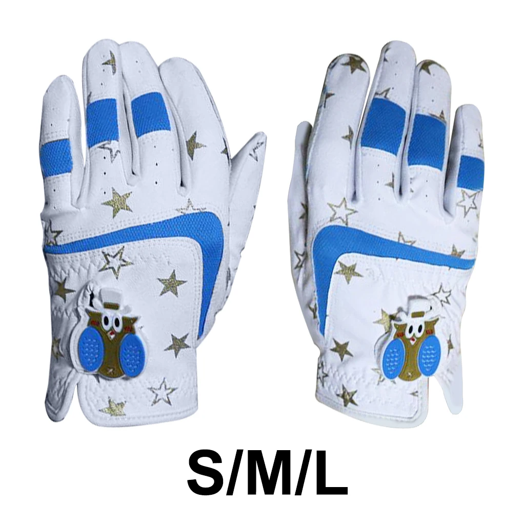 

1 Pair Golf Glove for Kids' Left & Right Hand White & Blue Soft Leather Breathable Professional Golf Hand Wear
