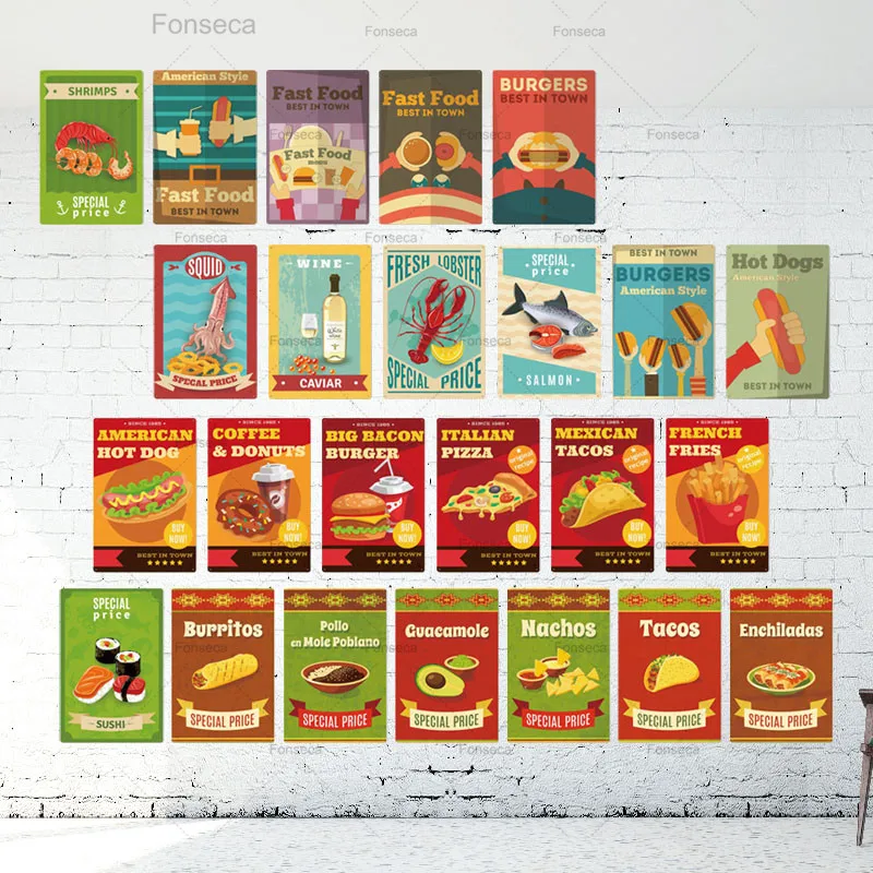 

Food Metal Poster Plaque Metal Vintage Tin Sign Wall Decor Bar Bistro Cafe Retro Metal Sign Home Decor