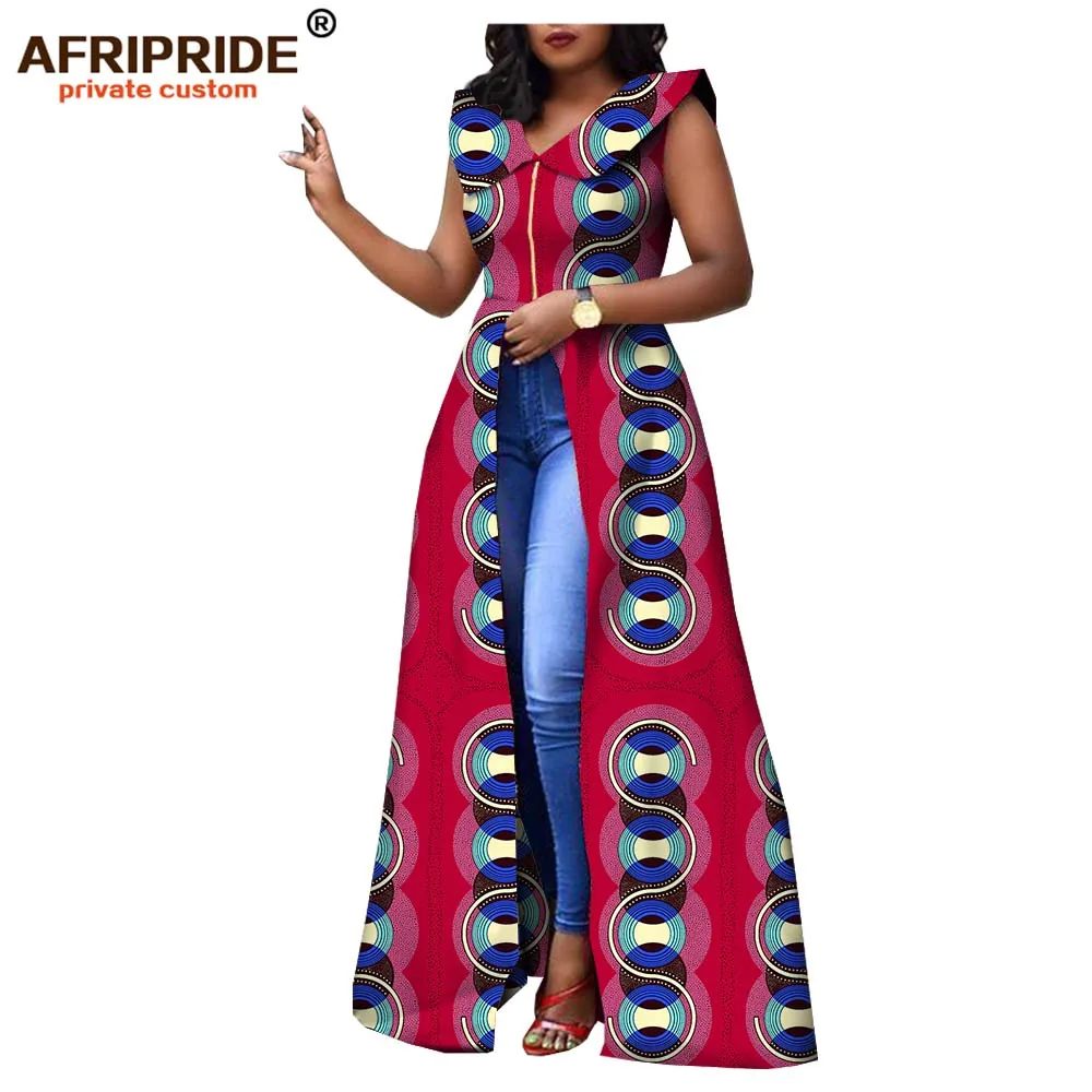 Африканские макси платья для женщин AFRIPRIDE на заказ Анкара Принт без рукавов Длина до пола женское повседневное Хлопковое платье A1825088 - Цвет: 284X