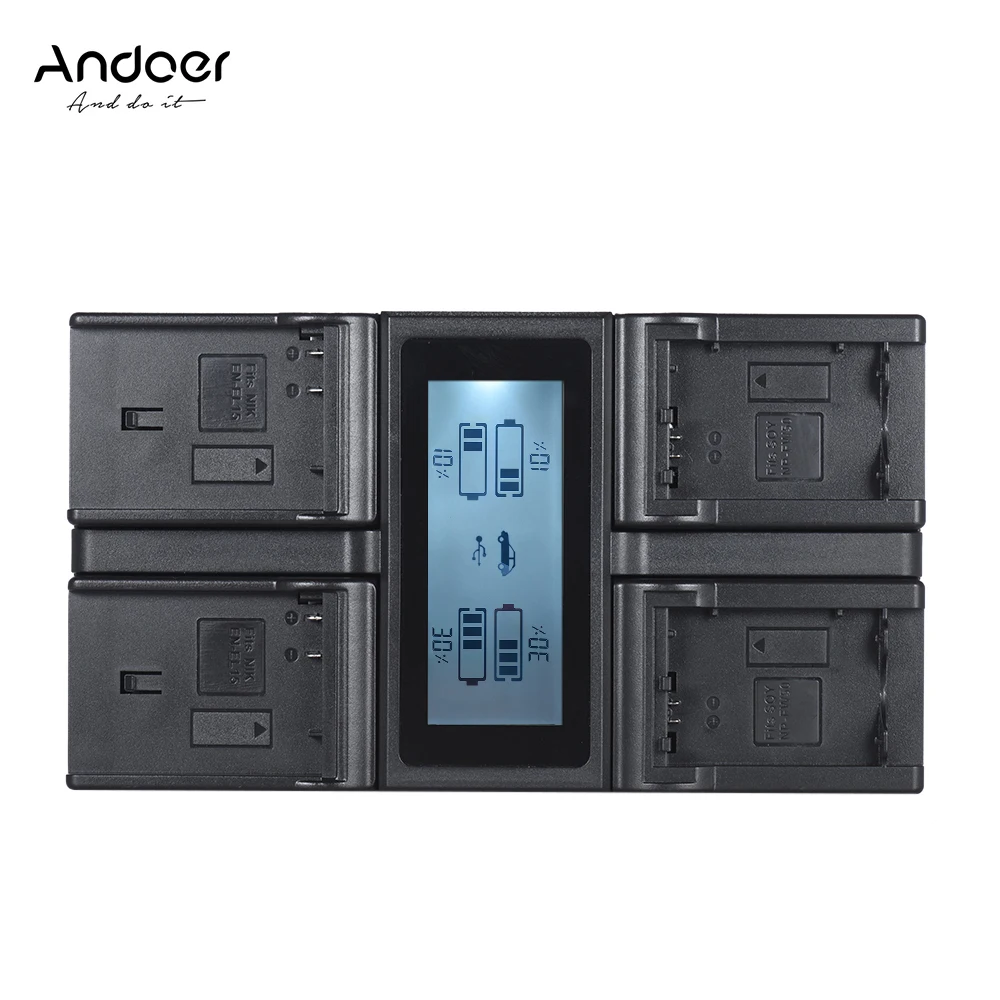Andoer EN-EL15 NPFW50 4-канальное зарядное устройство для цифровой камеры с ЖК-дисплеем Nikon