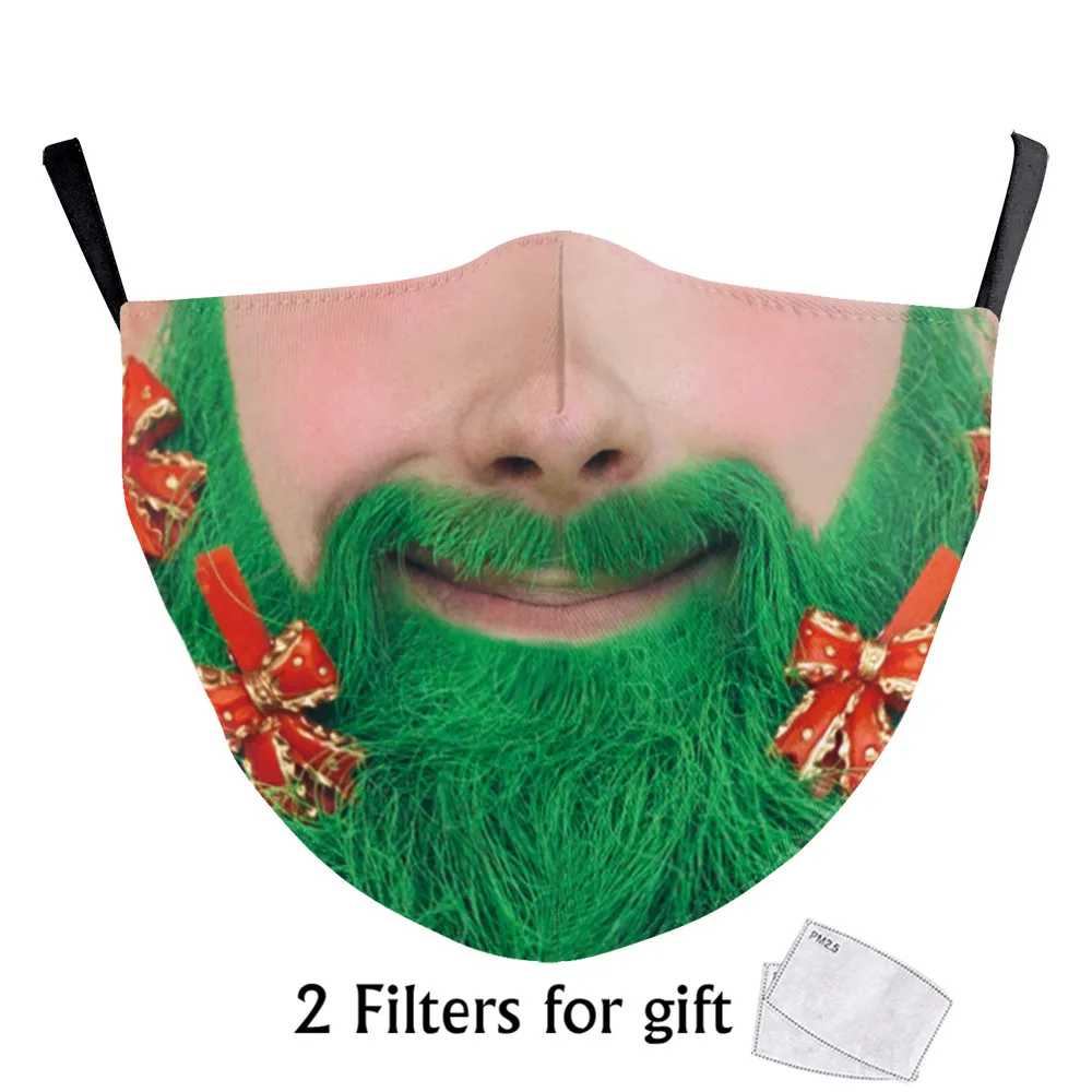 

Маска для лица с рождественским принтом, модная дышащая многоразовая моющаяся маска с регулируемой заушной петлей для улицы Вечерние