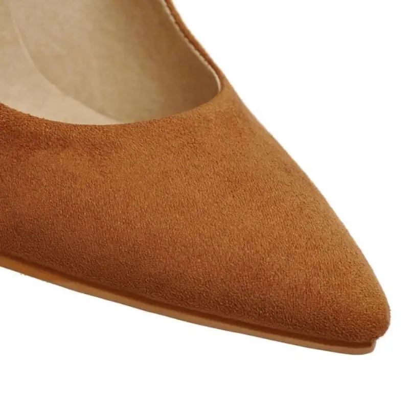 RIZABINA/женские туфли-лодочки размера плюс 33-46 модные туфли из флока на высоком