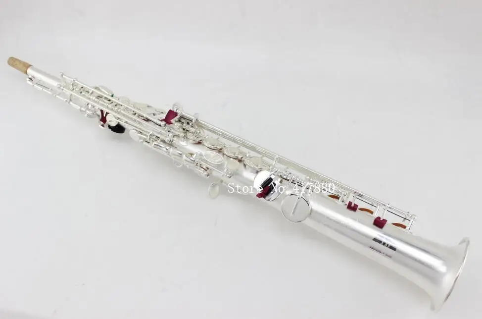 Мягкий матовый посеребренный саксофон сопрано с прямой трубкой