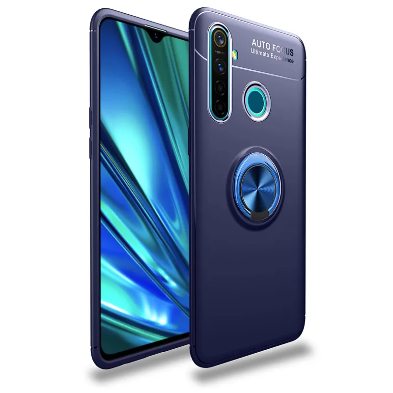Металлический чехол с кольцом для пальца OPPO Realme 5i телефона из мягкого ТПУ