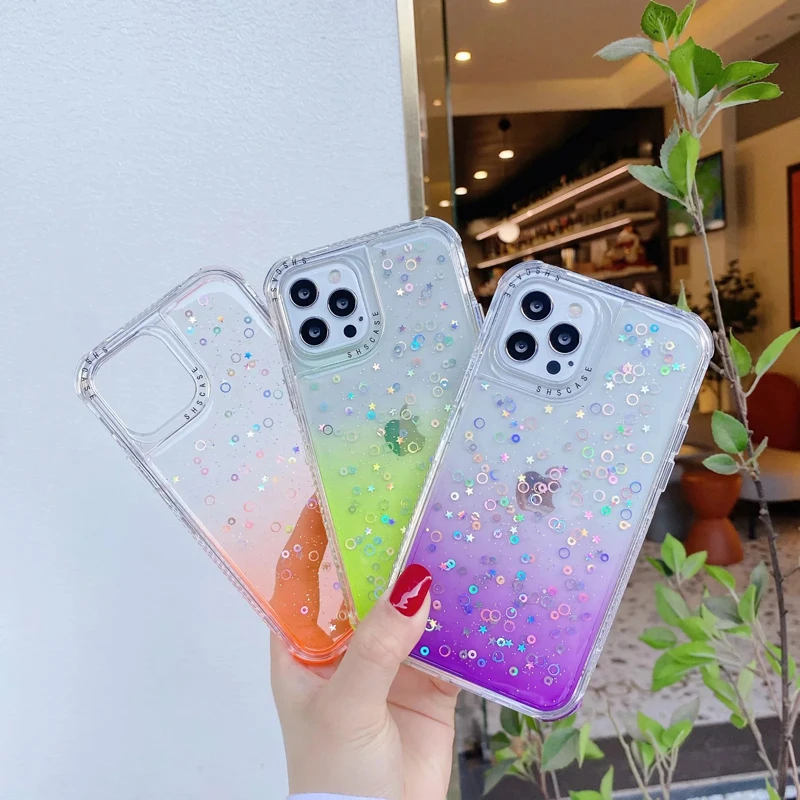 

Funda Case for iPhone 12 Pro Max 12 Mini 11 Pro Max XS Max 6 6S 7 8 Plus Gradient Twinkling Stars Coque Phone Case Cover Capa