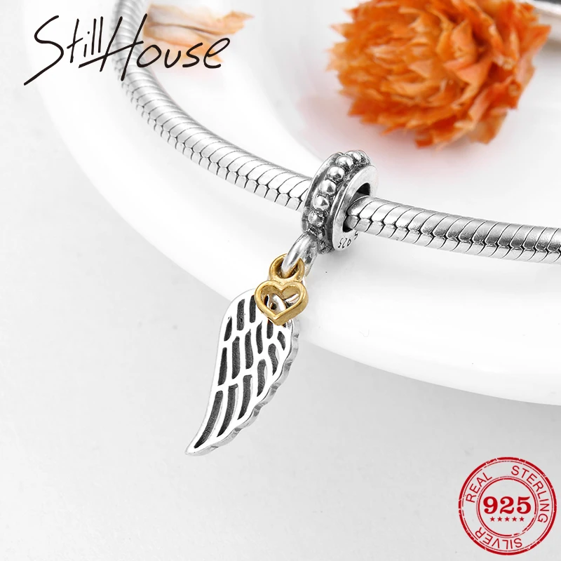 Подвеска из серебра 925 пробы с перьями и крыльями для ожерелья браслета |