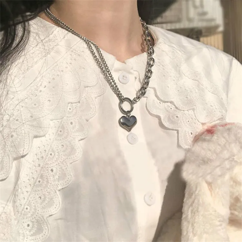 Модное популярное колье из нержавеющей стали титановое сердце ожерелье женское