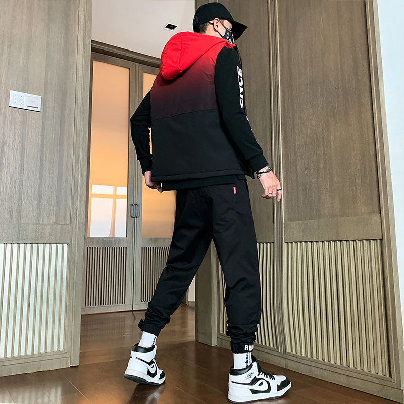 

3PCS Hooded Winter Tracksuits Men Set Fashion Printed Vest+Hoodies+Pants Suit Casual Sportswear Set Mens Track Suit 2021 Autumn