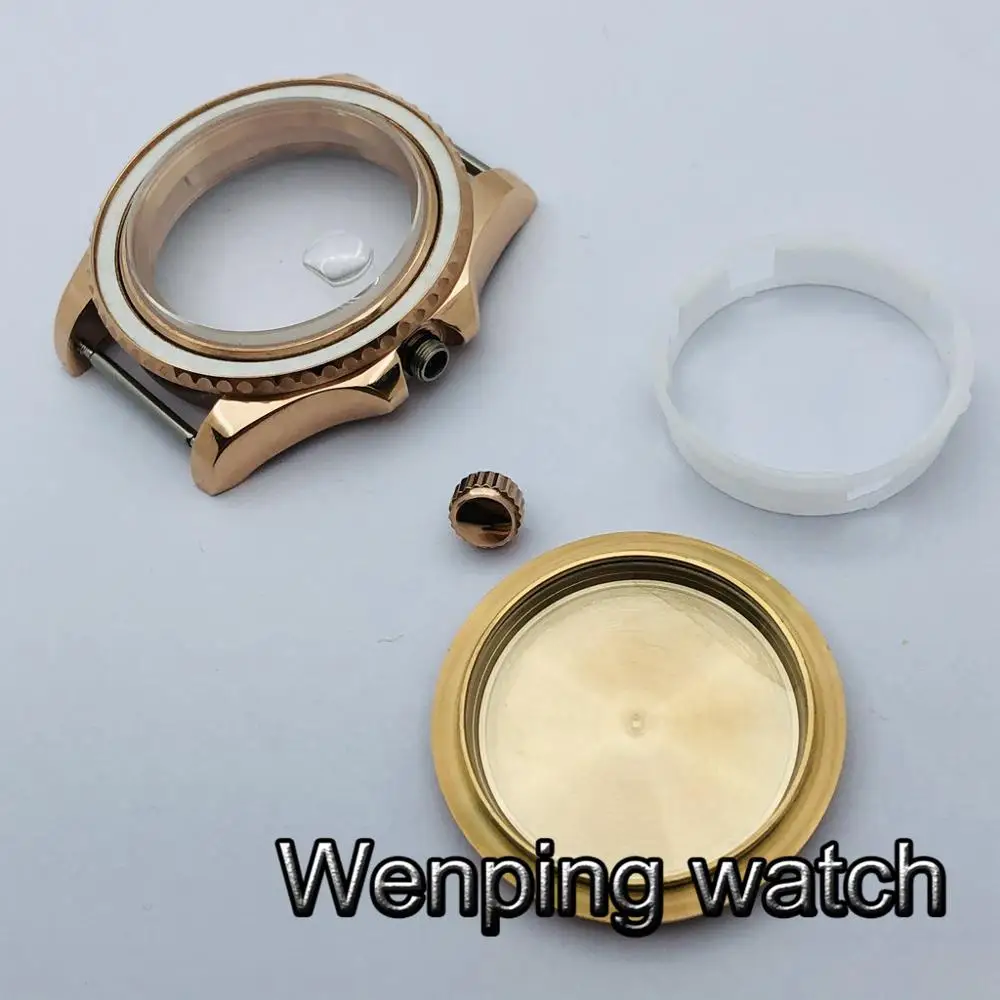 40 мм розовое золото стерильный чехол Двусторонняя вращающаяся рамка сапфировое