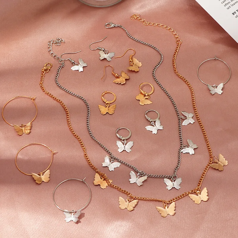 

2020 New Gold Silver Color Small Animal Butterfly Stars Chain Necklaces for Women Thin Girls Chain Necklaces Collar Jewelry