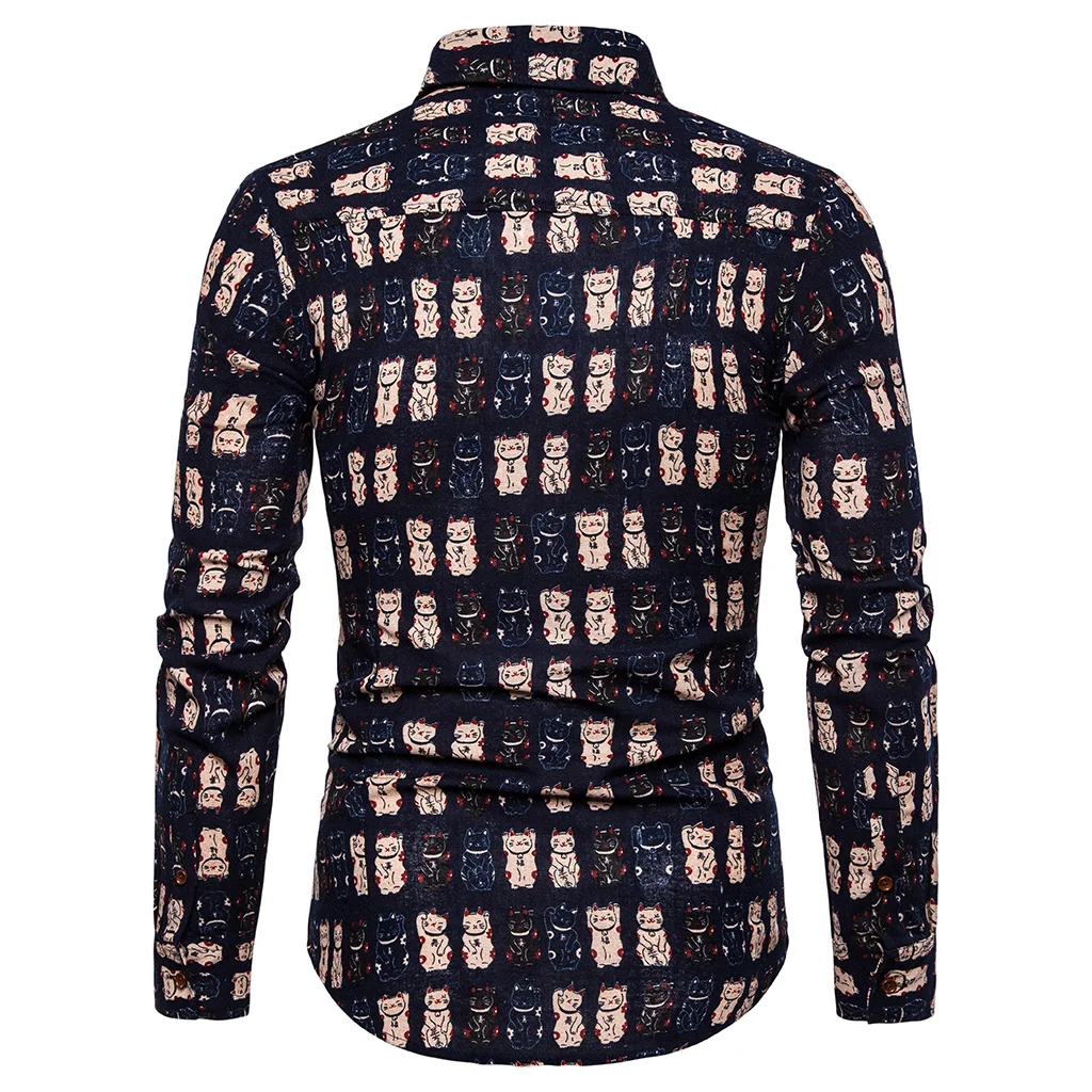 Рубашка мужская с длинным рукавом Повседневная Мягкая хлопково-Льняная