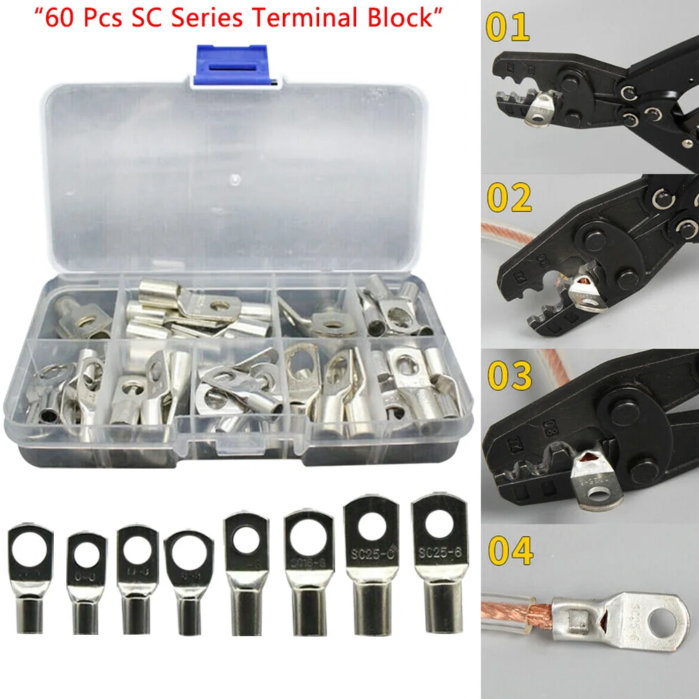 60 шт. медные трубки терминалы Аппаратные аксессуары батарея Сварочный кабель