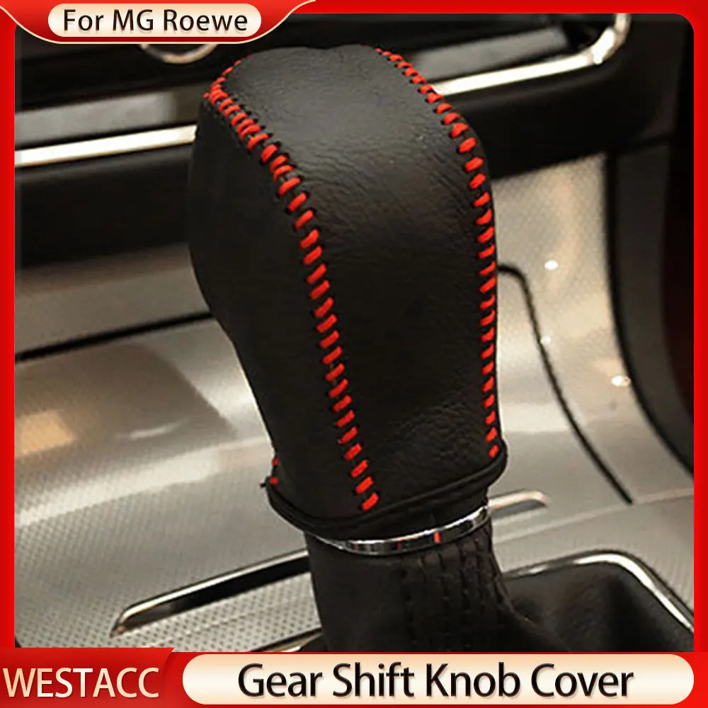 

Genuine Leather Car Gear Head Shift Collars Gear Knob Cover for MG ZS MG6 MG3 for Roewe RX5 AT Interior Accessories