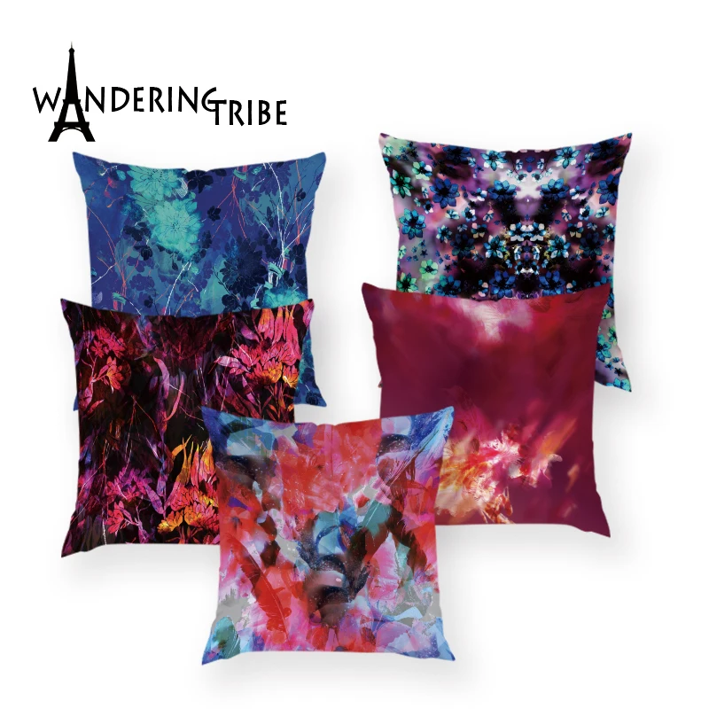Богемный красочный чехол для подушек декоративный подушки с красными цветами