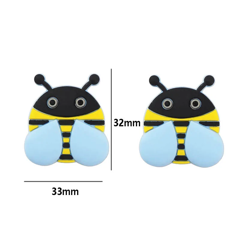 Chenkai-Cuentas de silicona para mordedor de abeja, collar de dibujos animados de animales para Baby Shower, chupete para masticar, accesorios sensoriales de juguete, 10 Uds.-4