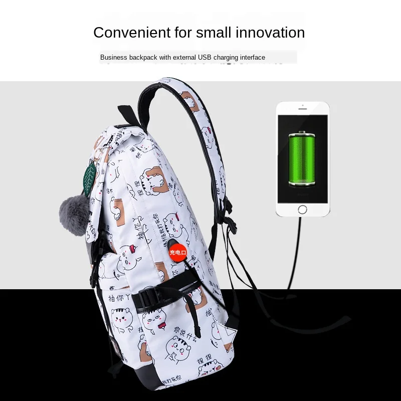 

Middle school high school student school bag girl backpack with usb charger large capacity can put 16 inch laptop bag