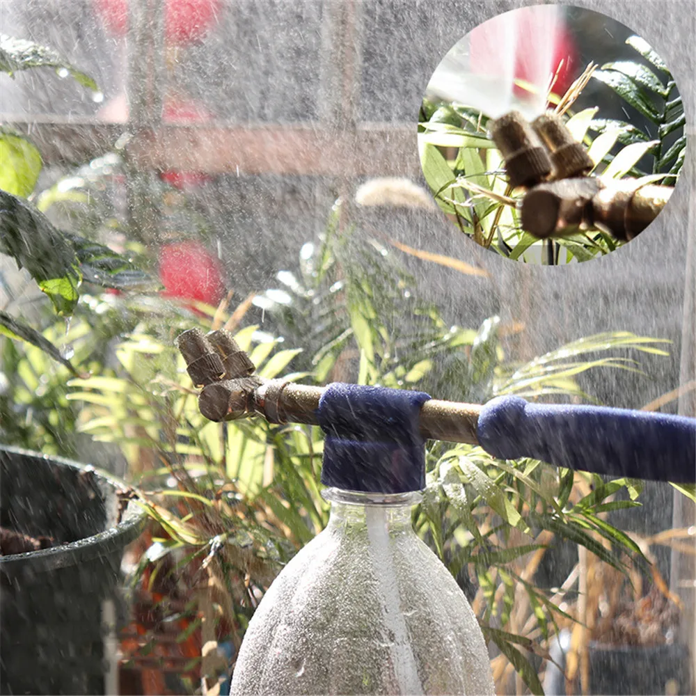 

Adjustable Single Head / Double Heads Bottle Interface Garden Trolley Gun Sprayer Nozzle Water Pressure Atomization Sprayer