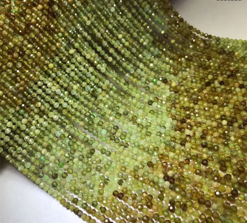 Круглые граненые бусины зеленого апатита/цаворита 3 мм 37 см для самостоятельного
