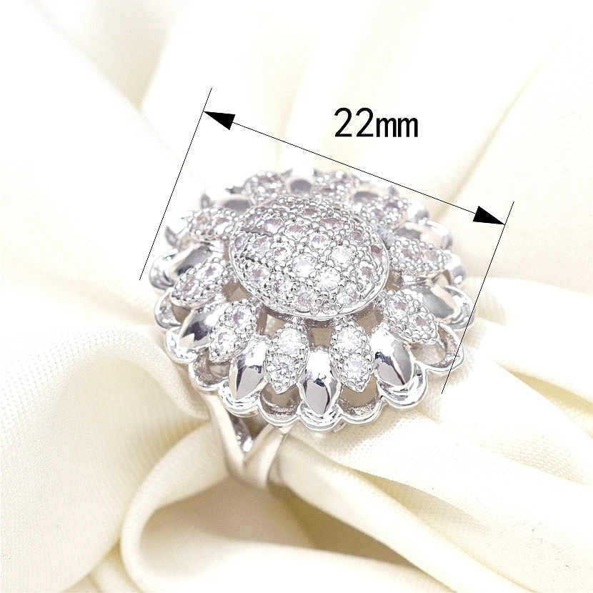 Женское Обручальное кольцо с микро фианитом подсолнуха золотым наполнителем хит