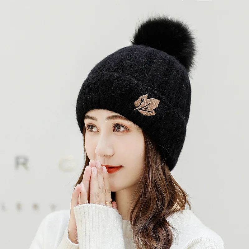 

Новинка 2021, Женская универсальная корейская модная утепленная шапка из кроличьей шерсти на осень и зиму, бархатная теплая вязаная шапка
