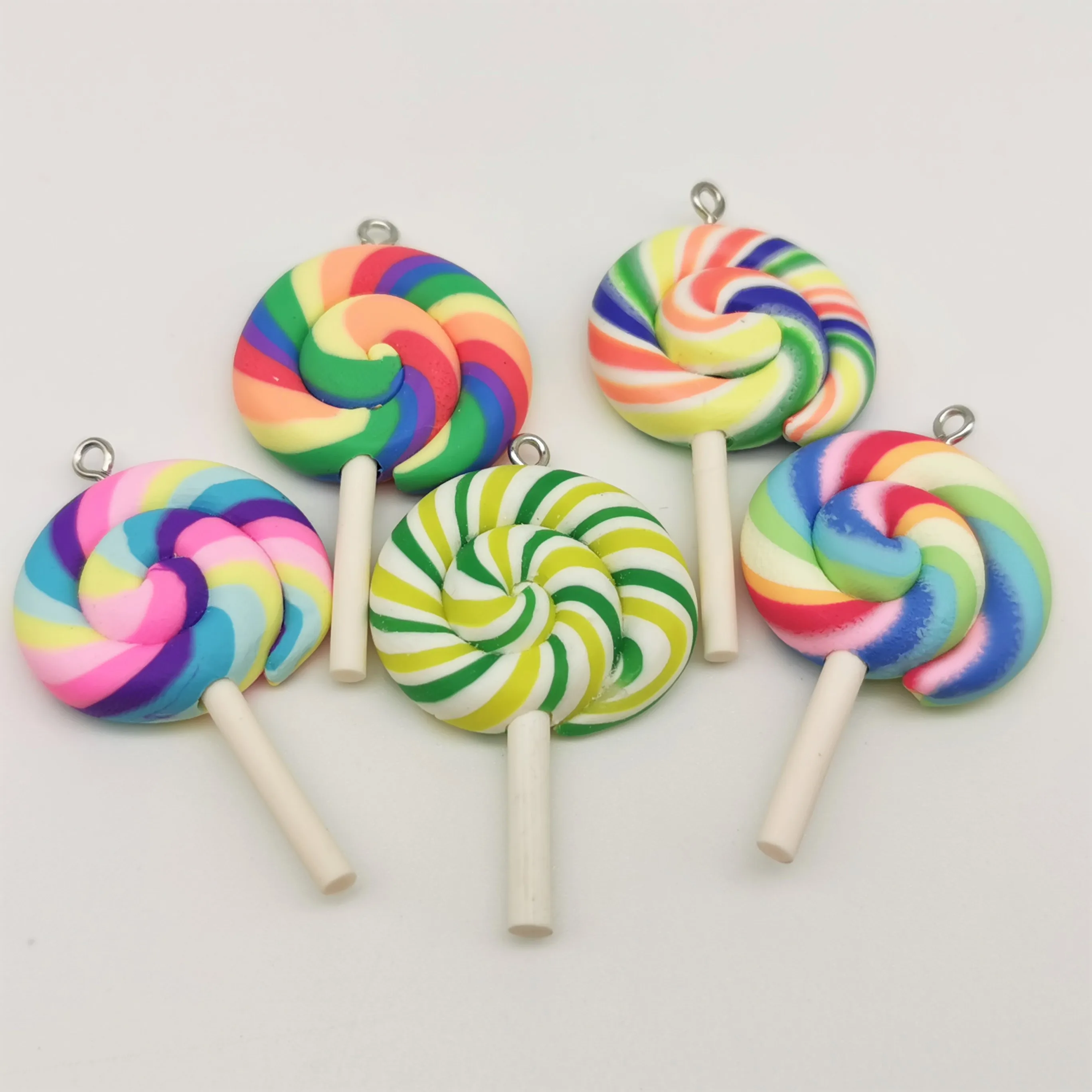 

4pcs 27*48mm Soft Pottery Lollipops Charms Personality Resin Pendants for DIY Decoration Earrings Necklace Keychain