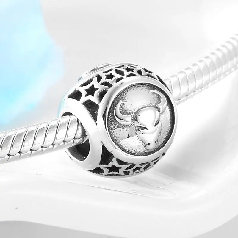 Подарочная коробка в виде 925 пробы серебро 12 созвездий Знак зодиака бусины