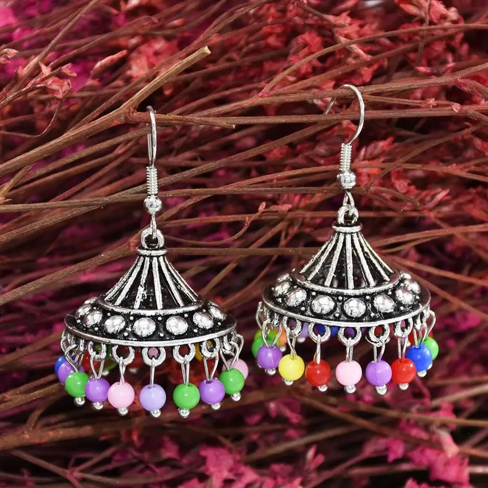 Женские винтажные металлические колокольчики с кисточкой Jhumka индийские