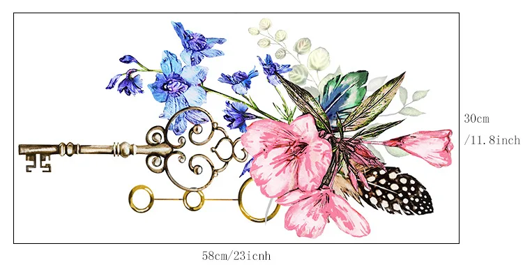 Часы акварельные декоративные стикеры романтический цветок бабочка настенные